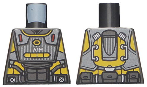 Lego Torso Armor, Silver and Bright Light Orange Highlights and Silver 'AIM' Pattern / Pearl Dark Gray
