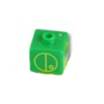 Lego Pen Bead, Square with Matoran Alphabet L, E, W and A Print / Green