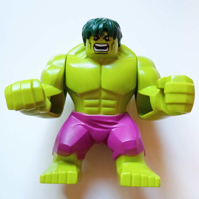 Lego Hulk (Big Fig), Dark Green Hair, Magenta Pants