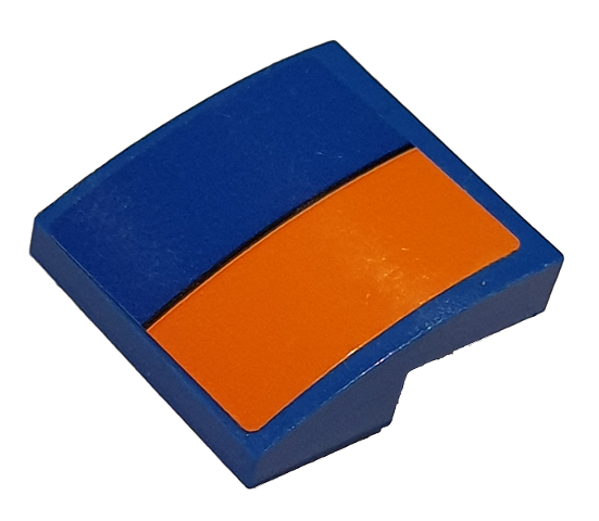 Lego Slope, Curved 2 x 2 x 2/3 with Orange Stripe Pattern Model Right Side (Sticker) - Set 76081 / Blue