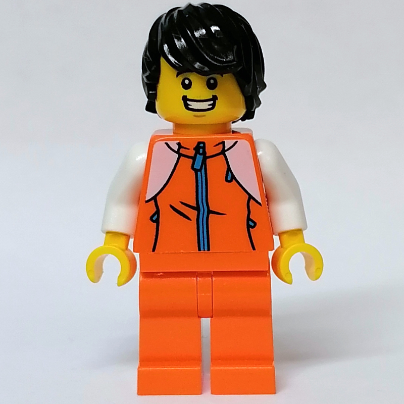 Lego Orange Torso, Orange Legs, Black Hair