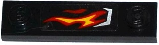 Lego Plate, Modified 1 x 4 with 2 Studs without Groove with Silver Vent and Red and Yellow Flame on Transparent Background Pattern Model Right Side (Sticker) - Set 70222