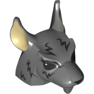 Lego Minifig Head Special, Rat with Blacks Eyes, Nose, and Hair Print / Dark Bluish Gray