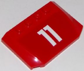 Lego Wedge 4 x 6 x 2/3 Triple Curved with White '11' on Red Background Pattern (Sticker) - Set 60111