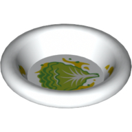Lego Equipment Dish / Plate / Bowl 3 x 3 with Lettuce and Butter Sauce Print / White