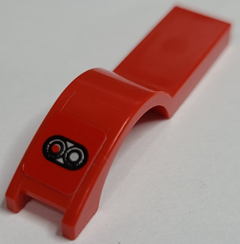 Lego Vehicle, Mudguard 1 x 4 1/2 with Red and White Light Pattern Model Right Side (Sticker) - Set 8124