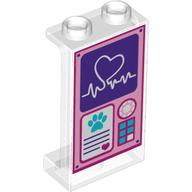 Lego Panel 1 x 2 x 3 [Side Supports / Hollow Studs] with Heart Read Out Key Pad, Paw and Heart Print / Trans-Clear