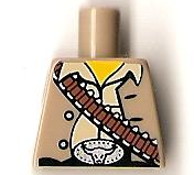 Lego Torso Cowboy, Dark Tan Vest, Tan Shirt, Bandolier and Silver Buckle Pattern / Dark Tan