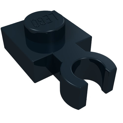 Lego Plate Special 1 x 1 with Clip Vertical [Thin Open O Clip] / Black