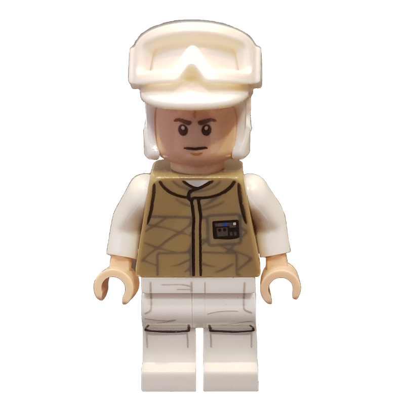 Lego Rebel Trooper in Hoth Uniform, White Hat, Dark Tan Jacket