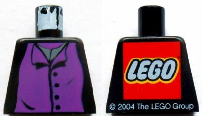 Lego Torso Harry Potter Professor Snape 4 Black Buttons Pattern - LEGO Logo on Back / Black