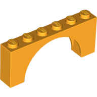 Lego Brick Arch 1 x 6 x 2 - Thin Top without Reinforced Underside [New Version] / Bright Light Orange