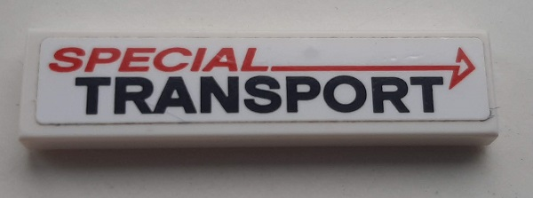 Lego Tile 1 x 4 with 'SPECIAL TRANSPORT' Pattern (Sticker) - Set 60183