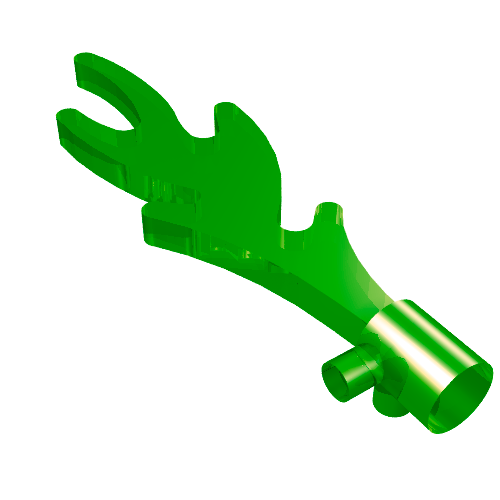 Lego Wave / Flame Rounded with Base Pegs / Trans-Green