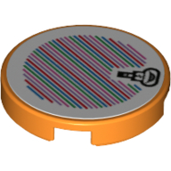 Lego Tile Round 2 x 2 with Iggy Head and Barcode Print (Sticker) / Orange
