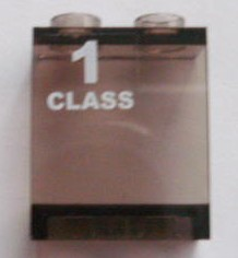 Lego Panel 1 x 2 x 2 - Hollow Studs with White '1 CLASS' Left Pattern (Sticker) - Set 7897