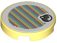 Lego Tile, Round 2 x 2 with Bottom Stud Holder with Super Mario Scanner Code Fruit Pattern (Sticker) - Sets 71406 / 71418 / Bright Light Yellow