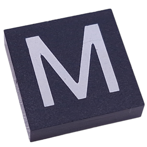 Lego Modulex Tile 4 x 4 with White 'M' Print / Modulex Black