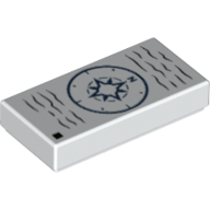 Lego Tile 1 x 2 with Compass Print / White