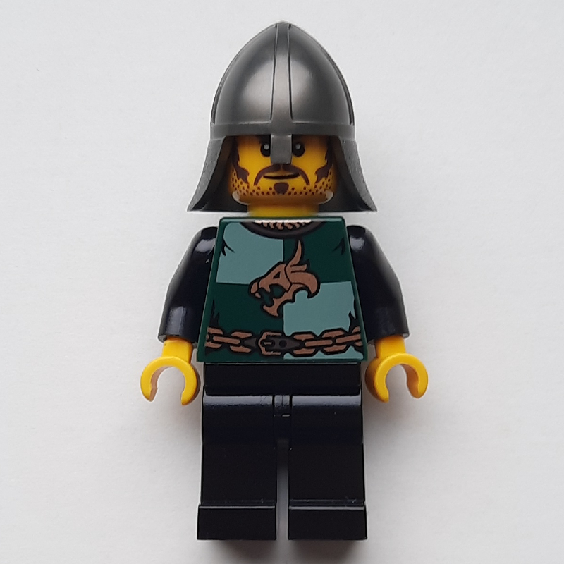Lego Dragon Knight, Dark Green, Pearl Dark Gray Helmet, Stubble