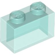 Lego Brick 1 x 2 without Bottom Tube / Trans-Light Blue