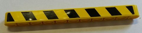 Lego Technic, Liftarm Thick 1 x 11 with Black and Yellow Danger Stripes Pattern Model Right Side (Sticker) - Set 8258