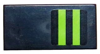 Lego Tile 1 x 2 with 2 Lime Stripes on Black Background Pattern (Sticker) - Set 8133