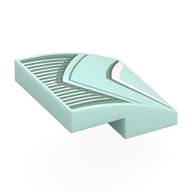 Lego Brick Curved 2 x 2 x 2/3 with Robe with Sand Green/White Trim, Striped Underdress Print / Light Aqua