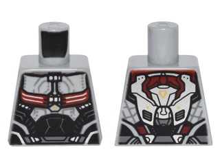 Lego Torso Black, Dark Red and Silver Body Armor and Backpack Pattern / Light Bluish Gray