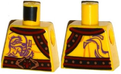 Lego Torso Ninjago Bare Chest Muscles, Purple Snake Tattoos, Snake Buckle, Shoulder Strap Pattern / Yellow