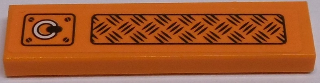 Lego Tile 1 x 4 with Tread Plate and Ring Pattern (Sticker) - Set 60166 / Orange