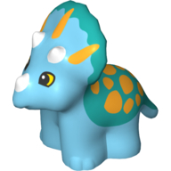 Lego Duplo Dinosaur Triceratops Baby with Bright Light Orange Spots Print / Medium Azure