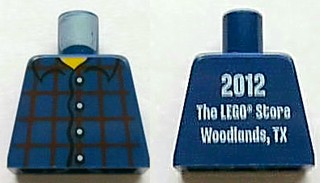 Lego Torso Studios Plaid Button Shirt Front, 2012 The LEGO Store Woodlands, TX Back Pattern / Dark Blue