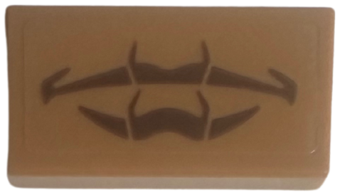 Lego Tile 1 x 2 with Reddish Brown Nose and Mouth Outline Pattern (Sticker) - Set 75684