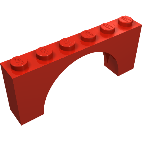 Lego Brick Arch 1 x 6 x 2 - Very Thin Top without Reinforced Underside / Red
