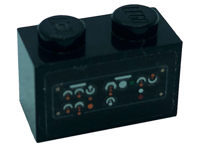 Lego Brick 1 x 2 with Control Panel with Switches and Buttons Pattern (Sticker) - Set 76139