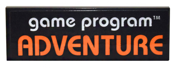 Lego Tile 2 x 6 with White 'game program' and Orange 'ADVENTURE' Pattern (Sticker) - Set 10306
