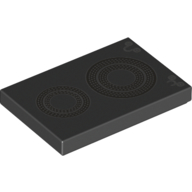 Lego Tile 2 x 3 with Stove Top / Cooker Hob Rings Print