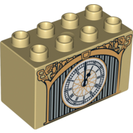 Lego Duplo Brick 2 x 4 x 2 with Clock with Roman Numerals Print (Big Ben)