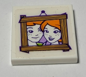 Lego Tile 2 x 2 with Hanging Wooden Picture with Friends Characters Pattern (Sticker) - Set 41369