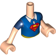 Lego Minidoll Torso Girl with Blue Top with White Collar, Jewel Pendant, Red 'S', Dark Blue Short Sleeves Print, Light Nougat Arms and Hands (Supergirl) / Light Nougat