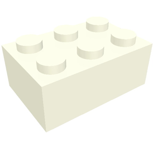 Lego Brick 2 x 3 without Bottom Tubes, Slotted (with 1 slot)