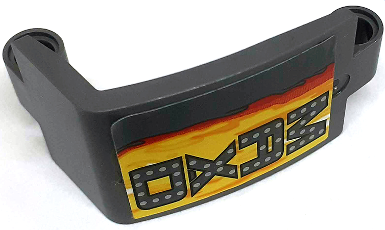 Lego Technic, Panel Curved 3 x 5 x 3 with 'MAX-D' and Flames Pattern Model Left Side (Sticker) - Set 42119