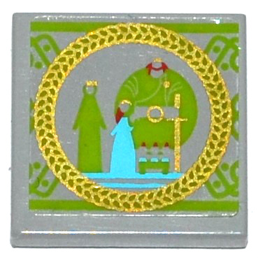 Lego Tile 2 x 2 with King, Queen and Princess on Tapestry Pattern (Sticker) - Set 41051