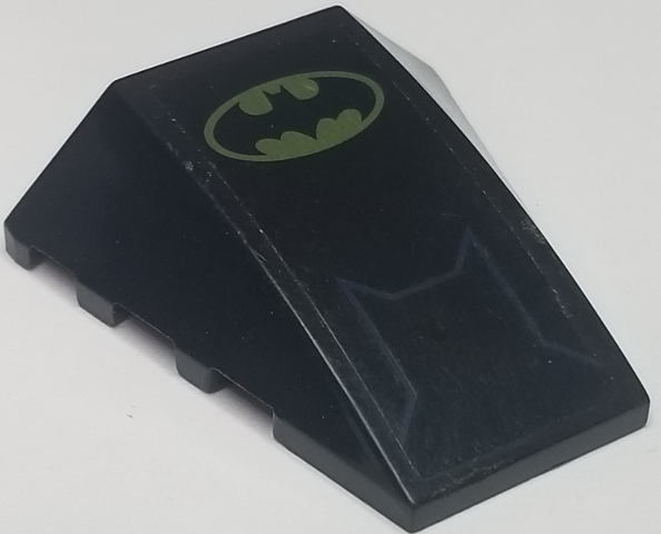 Lego Wedge 4 x 4 Triple Curved No Studs with Dark Blue Line and Batman Logo Pattern (Sticker) - Set 6860 / Black