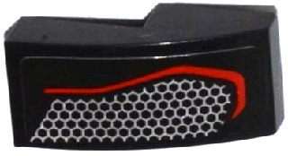 Lego Slope, Curved 2 x 1 x 2/3 with Taillight with Hexagonal Mesh Pattern Model Right Side (Sticker) - Set 75909