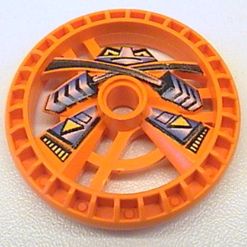 Lego Technic Disc 5 x 5 Notched, Ninja Print / Orange