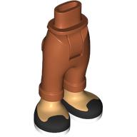 Lego Minidoll Hips and Folded Trousers with Warm Tan Legs, Black Shoes, White Soles Print / Dark Orange
