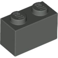 Lego Brick 1 x 2 / Dark Gray