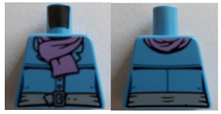 Lego Torso Female Jacket, Medium Lavender Scarf, Light Bluish Gray Belt with Silver Buckle Pattern / Medium Blue